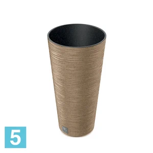 Кашпо Prosperplast FURU Slim ECO Wood, коричневое 25-d, 48-h