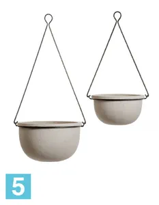 Кашпо TREEZ Effectory Beton Полусфера подвесная, белый песок 21-d, 12-h