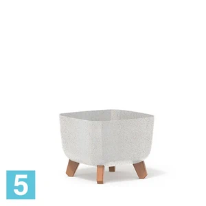 Кашпо Prosperplast GRACIA Square ECO Wood, белое 24-l, 24-w, 18,7-h