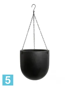 Кашпо TREEZ Effectory Black Stone Чаша большая подвесная, антрацит 37-d, 28-h