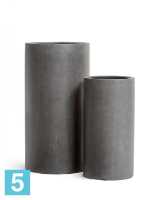 Кашпо TREEZ Effectory Beton Высокий цилиндр, тёмно-серый бетон 41-d, 80-h