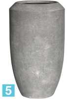 Кашпо Polystone coated plain coppa, сырое серое, со вставкой d-48 h-80 см