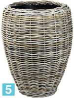 Кашпо Drypot rattan vase, серое d-48 h-62 см