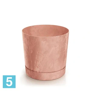 Кашпо Prosperplast TUBO P Beton Effect с поддоном, терракотовое 17,8-d, 17,5-h