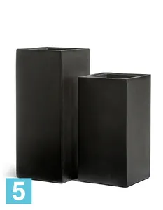 Кашпо TREEZ Effectory Black Stone Высокий куб, антрацит 31-l, 31-w, 60-h