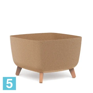 Кашпо Prosperplast GRACIA Square ECO Wood, коричневое 39-l, 39-w, 27-h