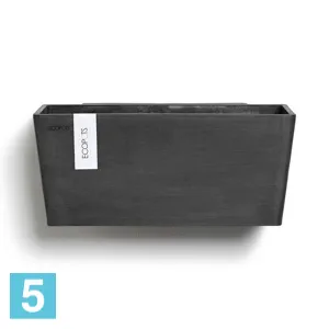 Кашпо настенное Ecopots Manhattan M, антрацит 35-l, 15-w, 15-h