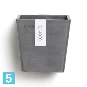 Кашпо настенное Ecopots Manhattan S, серое 15-l, 15-w, 15-h