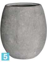 Кашпо Polystone coated plain, шар, сырое серое, со вставкой d-48 h-55 см