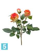 Искусственный цветок для декора Роза Флорибунда Мидл ветвь золотисто-оранж TREEZ Collection в #REGION_NAME_DECLINE_PP#