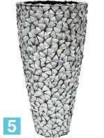 Кашпо Shell planter mother of pearl, серебряное-синее d-74 h-140 см