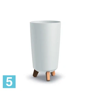 Кашпо Prosperplast GRACIA Tubus Slim, белое 19,5-d, 36,5-h