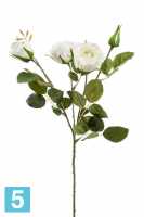 Искусственный цветок для декора Роза искуственная кустовая х3 60 см, белая