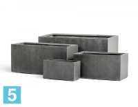 Прямоугольное кашпо TREEZ Effectory Beton Низкий, тёмно-серый бетон 100-l, 45-w, 45-h