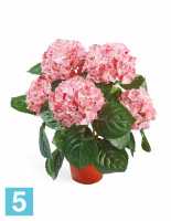 Искусственный цветок в горшке Гортензия куст розовый TREEZ Collection
