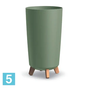 Кашпо Prosperplast GRACIA Tubus Slim, зеленое 23,9-d, 44,5-h