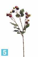 Ветка осенняя шиповника с ягодами искусственная 108h коричневая