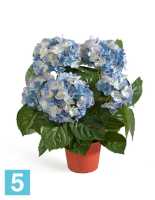 Искусственный цветок в горшке Гортензия куст темно-голубой TREEZ Collection