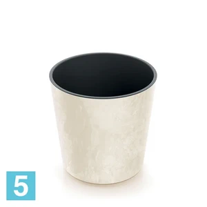 Кашпо Prosperplast URBI Round Beton Effect, кремовое 25-d, 25-h