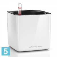 Кашпо с автополивом Lechuza Cubе Glossy, белое 14-l, 13,5-w, 13,5-h