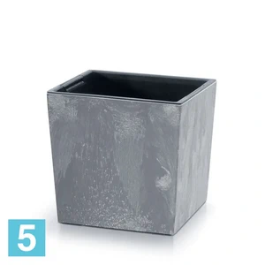 Кашпо Prosperplast URBI SQUARE Low Beton Effect, темно-серое 24-l, 24-w, 23,5-h