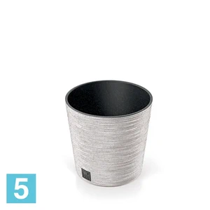 Кашпо Prosperplast FURU Round Low ECO Wood, белое 25-d, 24,7-h