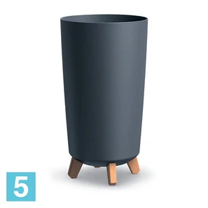Кашпо Prosperplast GRACIA Tubus Slim, антрацит 23,9-d, 44,5-h