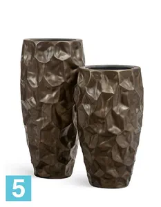 Кашпо TREEZ Effectory Metal Высокий округлый конус Design Сrumple, чернёная бронза 42-d, 90-h