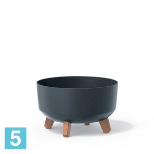 Кашпо Prosperplast GRACIA Low ECO Wood, антрацит 28,5-d, 17,7-h