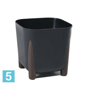 Кашпо Lamela Frida Eco Recycled квадратное, черное 26-l, 25,6-w, 23-h