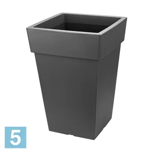 Кашпо IDEA ТУБУС квадратное, графитовое 30-l, 30-w, 44-h