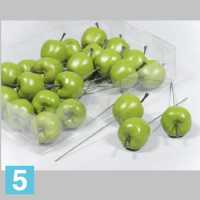 Яблоки искусственные, d-3.5, h-9 см., зеленые, матовые, 24 шт, на пике