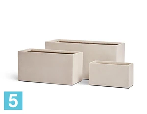 Кашпо TREEZ Effectory Beton Низкий прямоугольник, белый песок 80-l, 35-w, 37-h