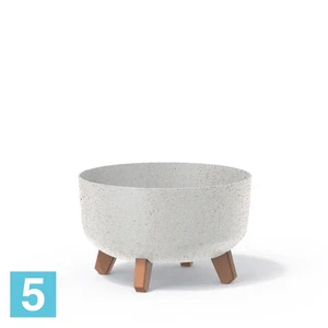 Кашпо Prosperplast GRACIA Low ECO Wood, белое 28,5-d, 17,7-h