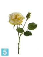 Искусственный цветок для декора Роза декоративная c бутоном "Анна" 10dx37h желтая