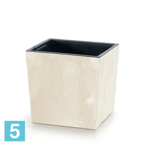 Кашпо Prosperplast URBI SQUARE Low Beton Effect, кремовое 24-l, 24-w, 23,5-h