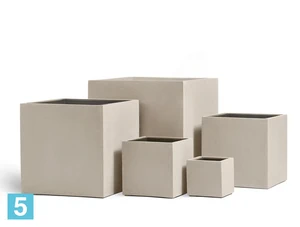 Кашпо TREEZ Effectory Beton Куб, белый песок 60-l, 60-w, 60-h