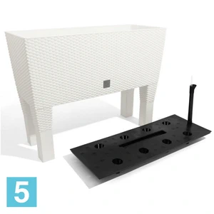 Прямоугольное кашпо Prosperplast RATO CASE HIGH с автополивом, белое 60-l, 25-w, 46-h