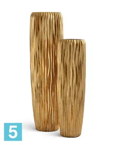 Кашпо TREEZ Effectory Metal Высокий конус Giant Design Wave, сусальное золото 51-d, 180-h