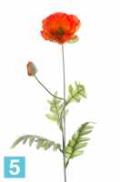 Искусственный цветок для декора Мак 12dx70h оранжевый (1 цветок + 1 бутон) в #REGION_NAME_DECLINE_PP#