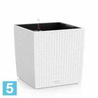 Кашпо с автополивом Lechuza Cube Cottage, белое 30-l, 30-w, 30-h