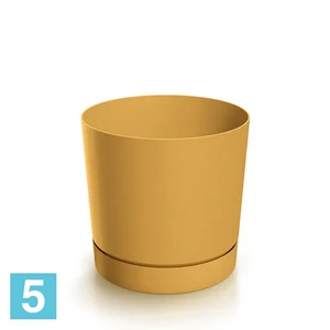 Кашпо Prosperplast TUBO P с поддоном, горчичное 14,8-d, 14,7-h