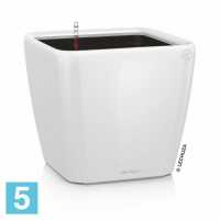 Кашпо с автополивом Lechuza Quadro, белое 21-l, 21-w, 20-h