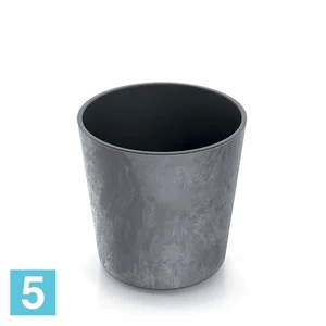 Кашпо Prosperplast URBI Round Beton Effect, темно-серое 30-d, 29,5-h
