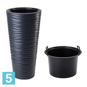 Высокое кашпо Prosperplast SAND SLIM, антрацит 39-d, 75-h