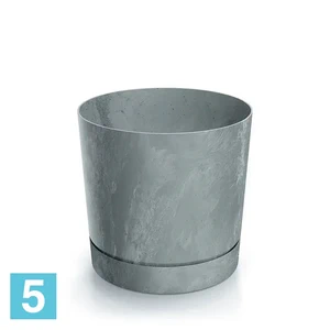 Кашпо Prosperplast TUBO P Beton Effect с поддоном, бетон 33,8-d, 32,6-h