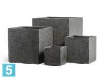 Кашпо TREEZ Effectory Stone Куб, тёмно-серый камень 40-l, 40-w, 40-h
