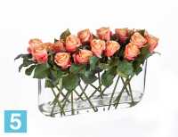 Композиция из искусственных цветов Розы розово-персик в дизайн-стекле с водой TREEZ Collection в #REGION_NAME_DECLINE_PP#