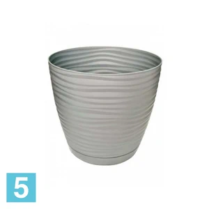 Кашпо FORM-PLASTIC Sahara Petit круглое с поддоном, платина 12,7-d, 12-h