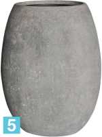 Кашпо Polystone coated plain, шар, сырое серое, со вставкой d-52 h-68 см